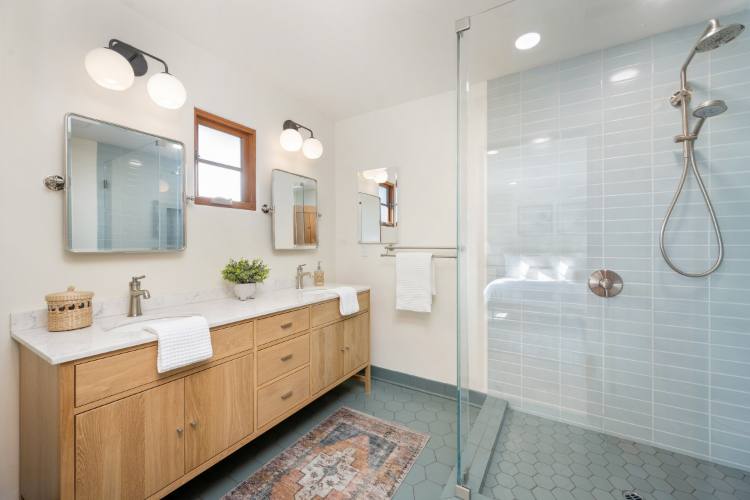 White Bathroom with tiled walls